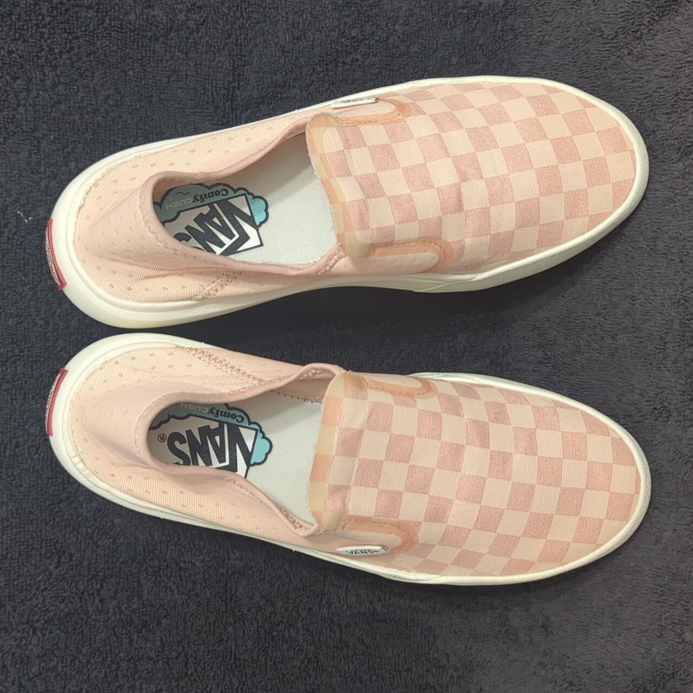 Vans ComfyCush One Light Pink Checkerboard Slip-on Sneakers - Picture 4 of 7